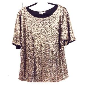Bright gold full sequin top size m amazing!